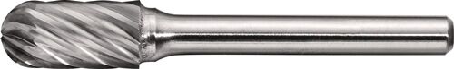 12mm Frässtift Hartmetall INOX, zylindrisch, normal-feine Verzahnung, silber-grau, Draufsicht