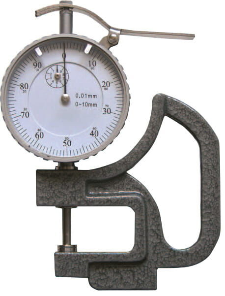 0-10mm Dickenmessgerät, flach, Messteller 10mm, Feder schließend, mit Kiste - Metav IndustryLine