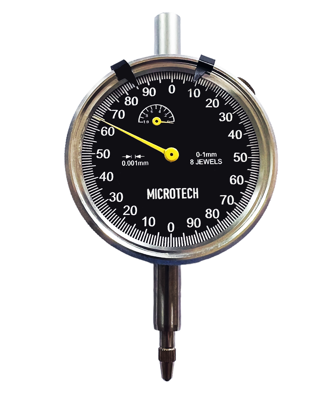 Messuhr Microtech Metrology: Analoge Anzeige, 0-10mm Messbereich, 0,01mm Auflösung, Frontalansicht