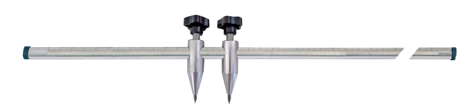 Metav IndustryLine Stangen-Zirkel 2000 mm: INOX-Stahl mit zwei Hartmetall-Anreißspitzen, Frontalansicht