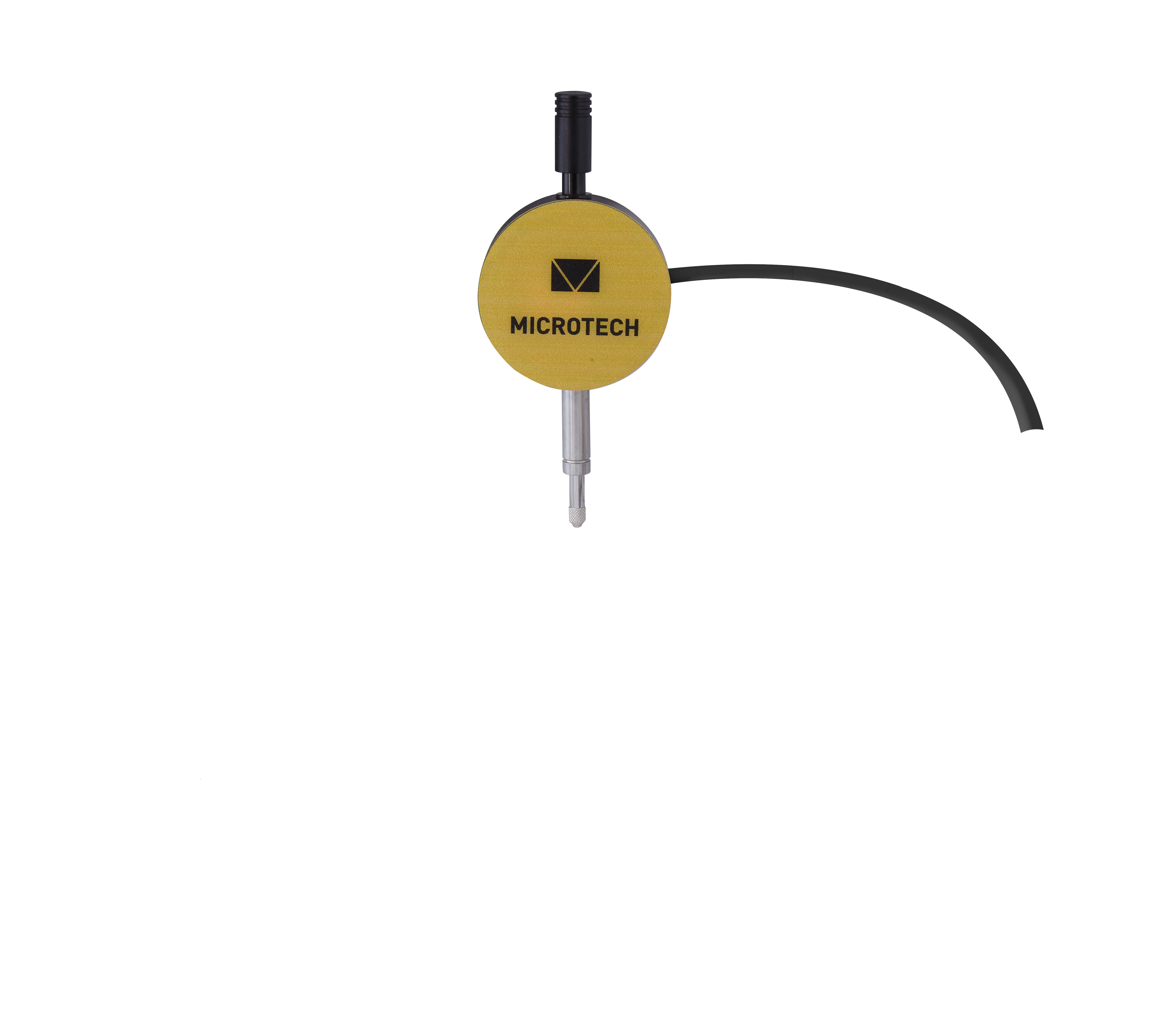 Microtech Taster 150mm: Digitaler Messkopf, rund, golden, mit schwarzem Logo, Anschlusskabel
