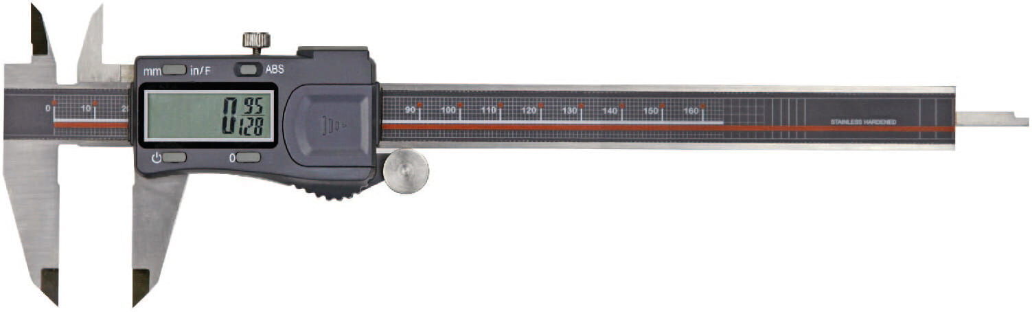 150 mm Digitaler Messschieber, 0,01 mm Auflösung, Bruchanzeige, vierfache Messung, Edelstahl, Kunststoffkiste, RB 6 - Metav IndustryLine