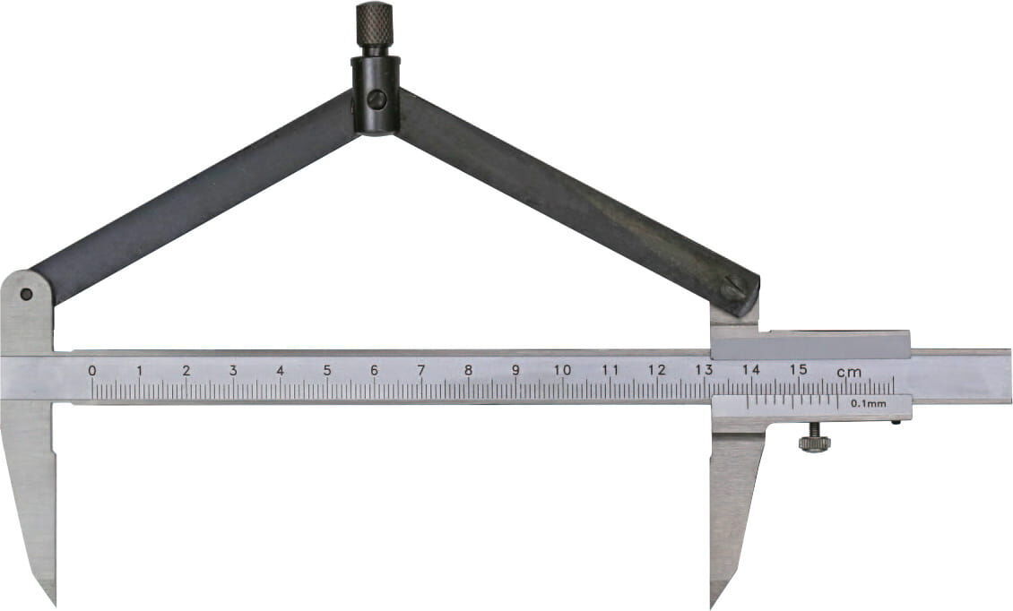 Metav IndustryLine 300mm Zirkel-Messschieber: Spezialstahl, Nonius 0,1mm, gehärtete Messspitzen, Frontalansicht