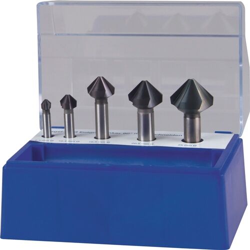 6,3-25mm Countersink Set 90° HSS TiAlN 3-Flute Plastic Case - TECWERK