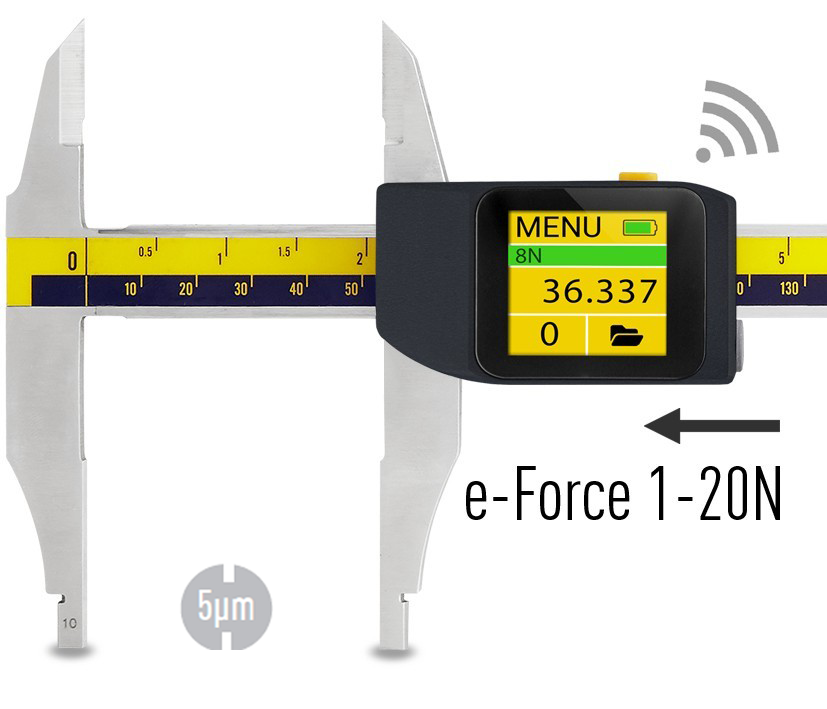 300mm Digitaler Präzisionsmessschieber, 0,015mm Auflösung, IP 54, Touchscreen, Wireless+USB, ISO‑17025 kalibriert - Microtech Metrology