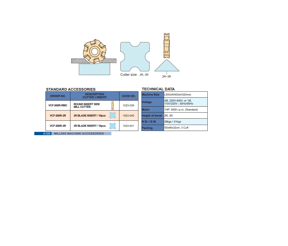 VCF-500R-RMC Accessory For Chamfering And Deburring Machine, Round Cutter - Vertex