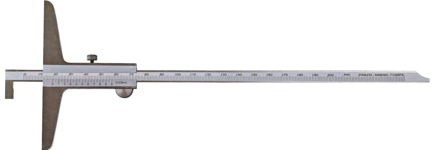 150mm Tiefenmaß mit umsteckbarem Haken, 0,05mm Genauigkeit, Kasten - Metav IndustryLine