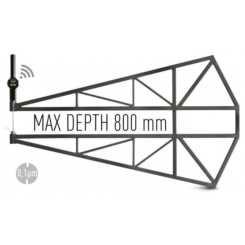 Microtech Digitales Dicken-Messgerät: Max. Messtiefe 800 mm bei 0,1µm Ablesung, Wireless-Symbol