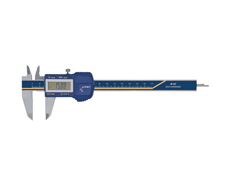 150 mm Digitaler Messschieber, 0,01mm Anzeige, IP67, automatische Abschaltung, 4‑fach Messung, Kunststoffkiste, rostfreier Stahl - Metav IndustryLine