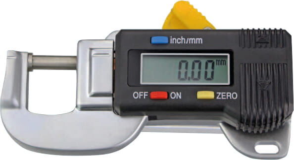 25 mm Digitales Dickenmessgerät, gefedert, Bügel R50, Teller Ø14,5 mm - Metav IndustryLine