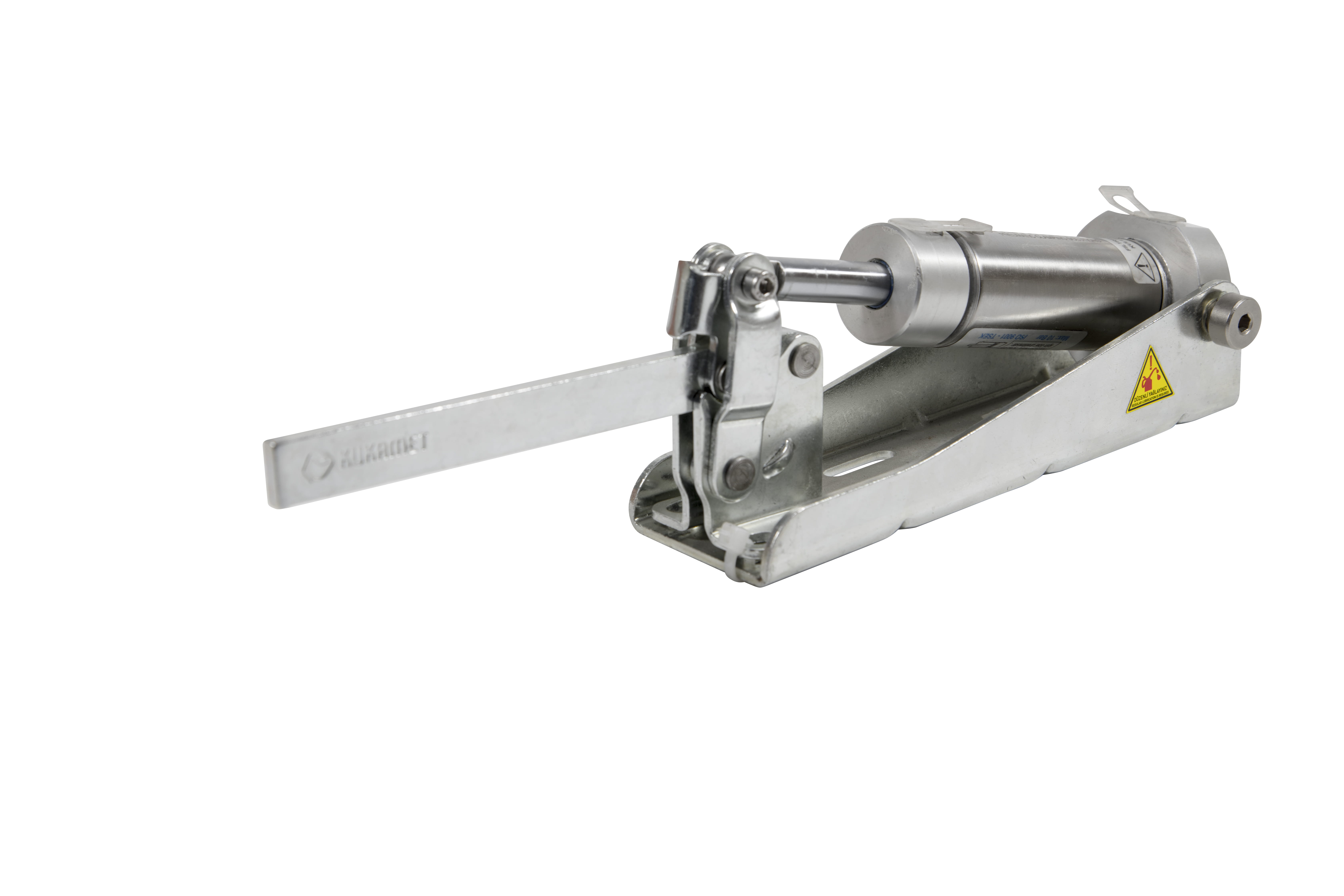 Kukamet Pneumatikspanner auf weißem Hintergrund. Der Fuß ist flach. Der Arm ist gerade und aus massivem Material.