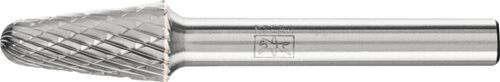 10mm Frässtift Rundkegelform: Hartmetall mit Längs- und Querrillen, blanker Schaft mit PFERD-Logo, seitlich