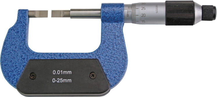 50-75mm Bügelmess für Nuten, 0,01mm Ablesung, Friktionsratsche, Kunststoffkiste - Metav IndustryLine
