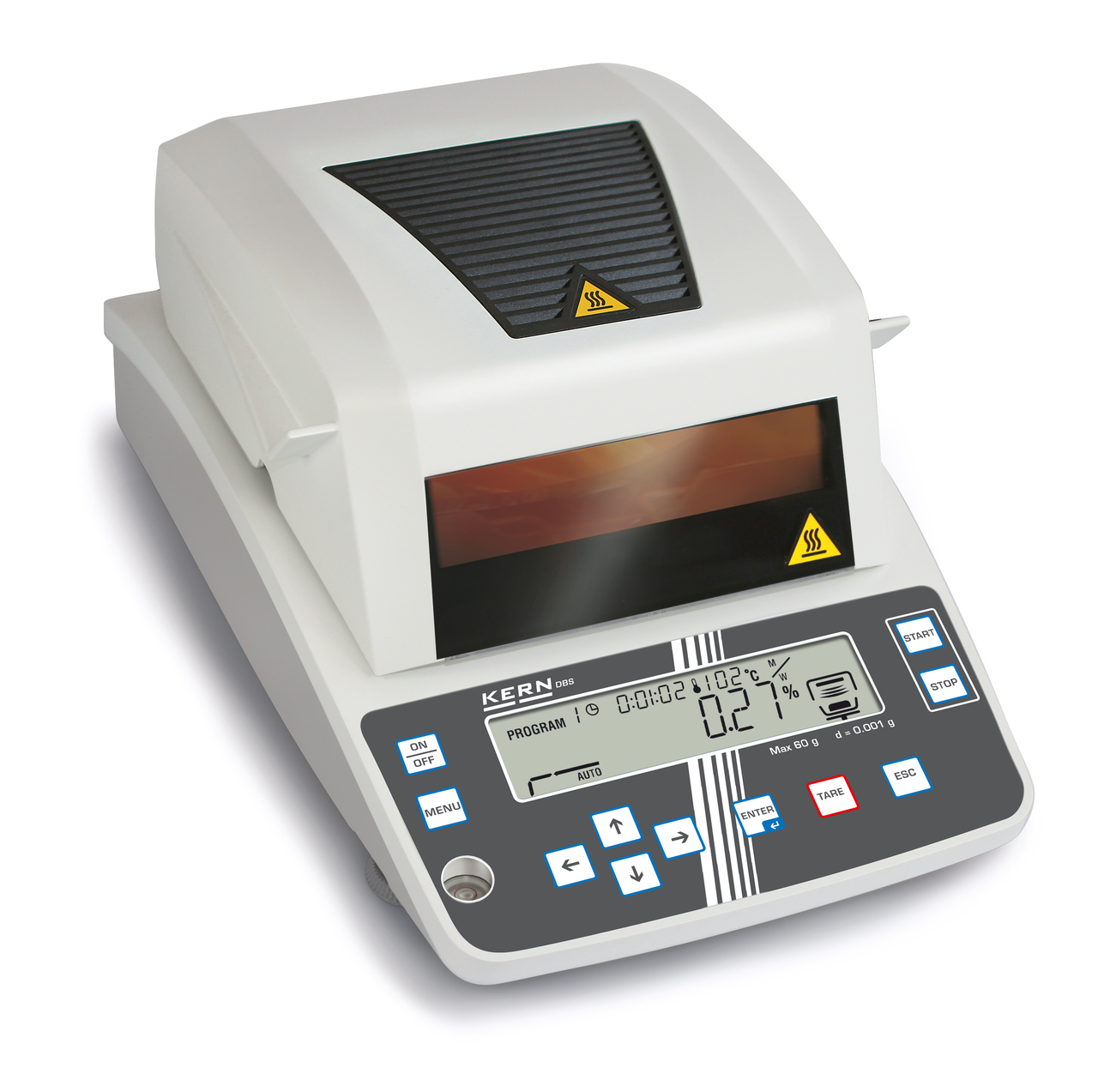 60 g Feuchtebestimmer mit Single-Cell, 0,001 g Ablesbarkeit, Halogen-Quarzstrahler 400 W - KERN