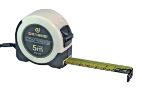 Metav IndustryLine Taschenrollbandmaß 8mx25mm: Weiß-schwarzes ABS-Gehäuse, Maßband ausgezogen, Vorderansicht