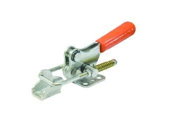 Kukamet Hebelspanner B311-1-Y: Chromfarben, orangener Griff, waagerechter Fuß, Frontalansicht