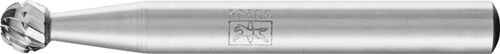 6mm Frässtift Kugelform HSS, DIN 8033, 3 Verzahnungen – Silberner Metallkörper mit Pferd-Logo