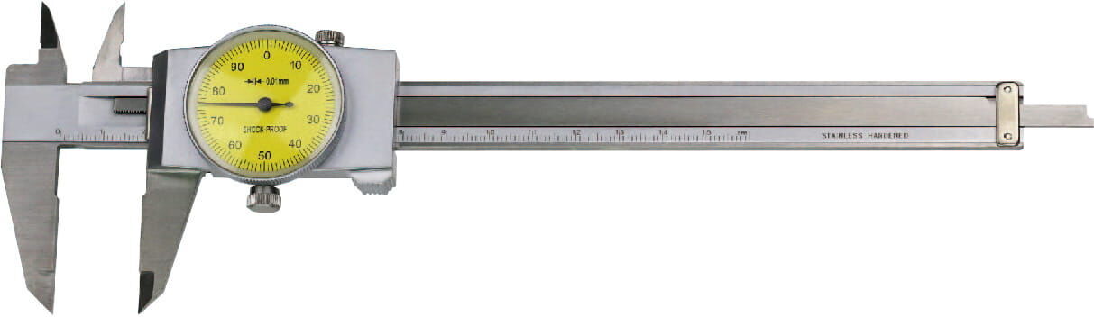 Metav IndustryLine Uhren-Messschieber: 300mm Standard, 0,02mm Ablesung, Vierfachmessung, silbern