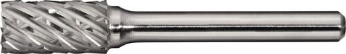 Frässtift Hartmetall ZYA-S Special Steel: Silberner Zylinder mit Kreuzverzahnung, Kopf 16mm, Schaft 6mm DIN 8033