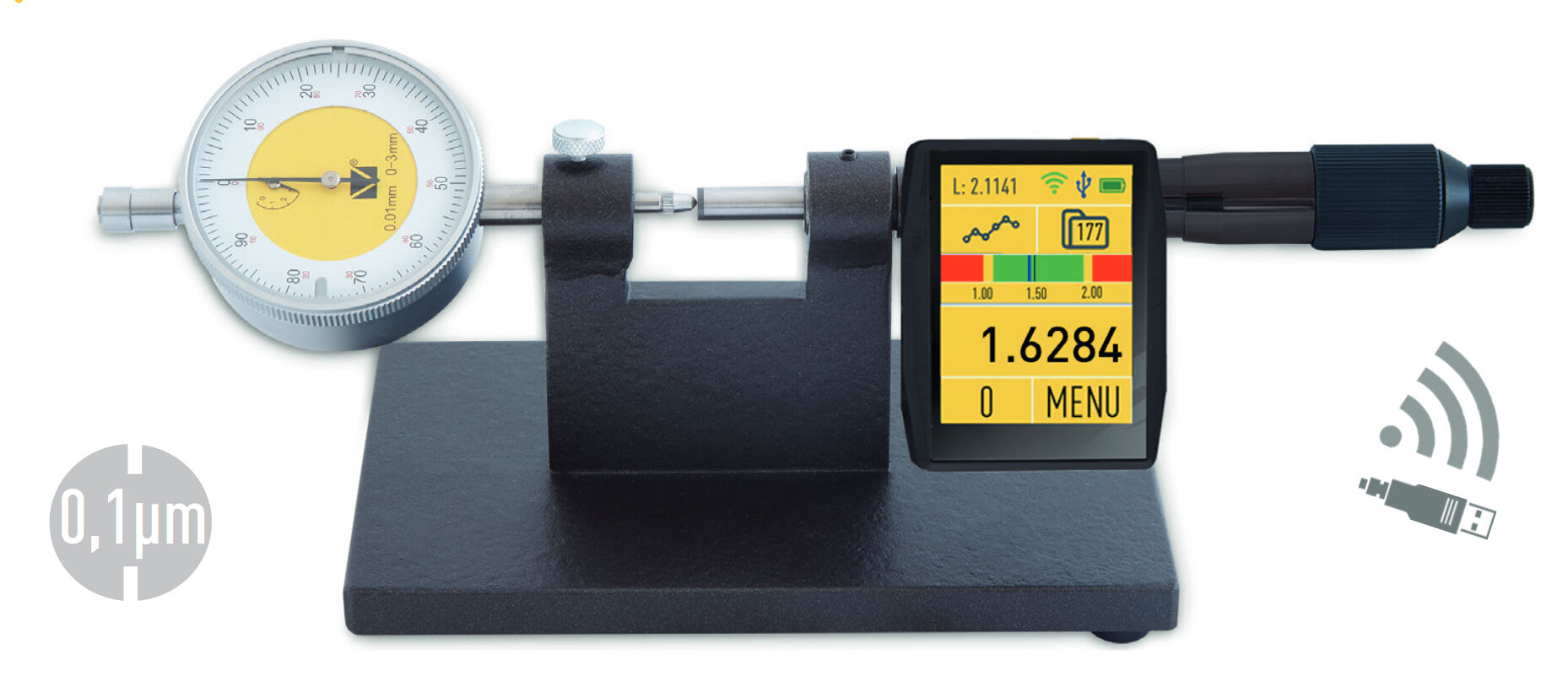 25mm Kalibrierstativ mit Touchscreen 1,54", ISO 17025 Kalibrierschein - Microtech Metrology