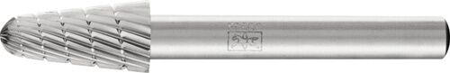PFERD Frässtift HSS Rundkegel Form L, D.10mm, Kopflänge 20mm, Schaft 6mm, graues Metall, Seitenansicht