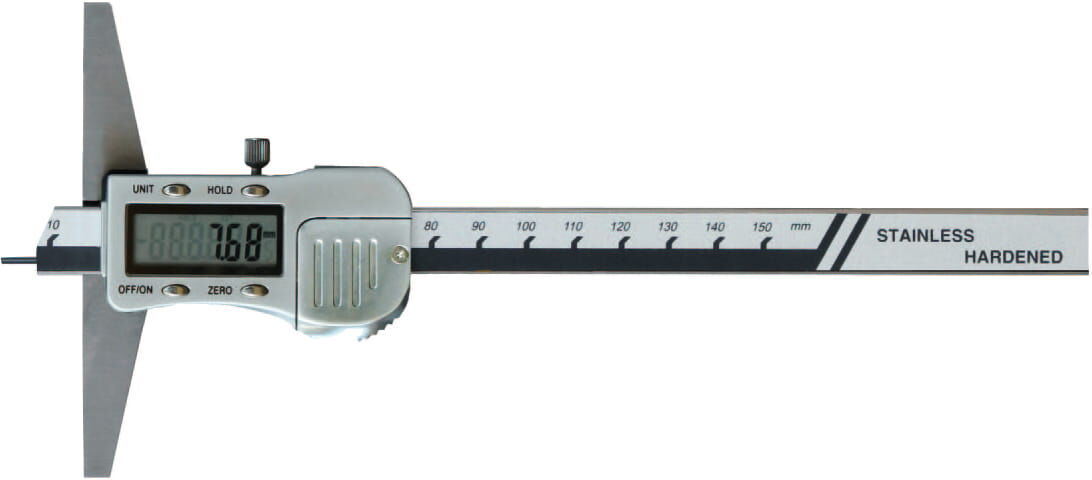 150mm Digitales Tiefenmaß mit Spitze, 0,01mm Ablesung, Metallgehäuse, RB 5, Kasten - Metav IndustryLine