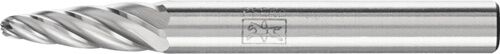 Frässtift Rundbogenform HM INOX D.6mm H.18mm in Aufsicht, geschliffenes Hartmetall mit PFERD-Logo