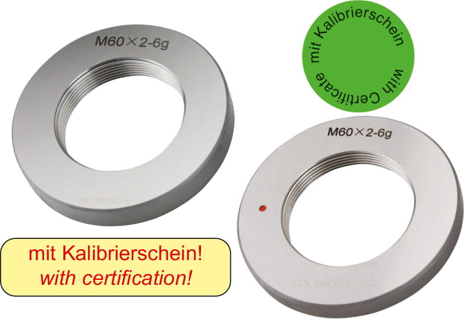 M90x1.5 Thread Ring Gauge Metric ISO Fine Right-Hand Hardened Gauge, Calibrated Certificate, DIN 13 6g - Metav IndustryLine