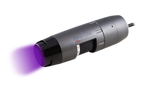 AM4115-FVT 20x~220x Dino‑Lite Spezialbeleuchtung UV, 1,3MP, 1280x1024, 8 LEDs 395nm, Standard Arbeitsabstand, Kunststoff, CE, FCC - Dino-Lite