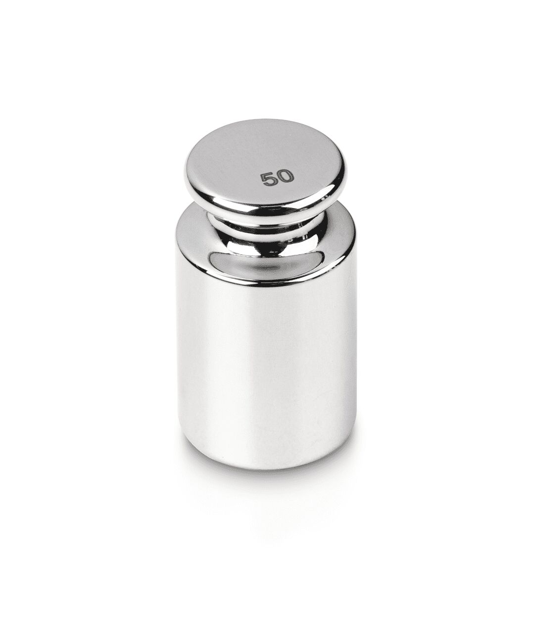 Einzelgewicht in Knopfform auf weißem Hintergrund. Das Gewicht ist Silber.