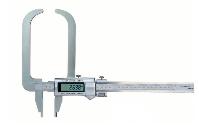 300 mm Digital-Messschieber mit runden Greifspitzen, 0,01 mm Ablesung, Metallgehäuse, Kunststoffkiste für Transport - Metav IndustryLine