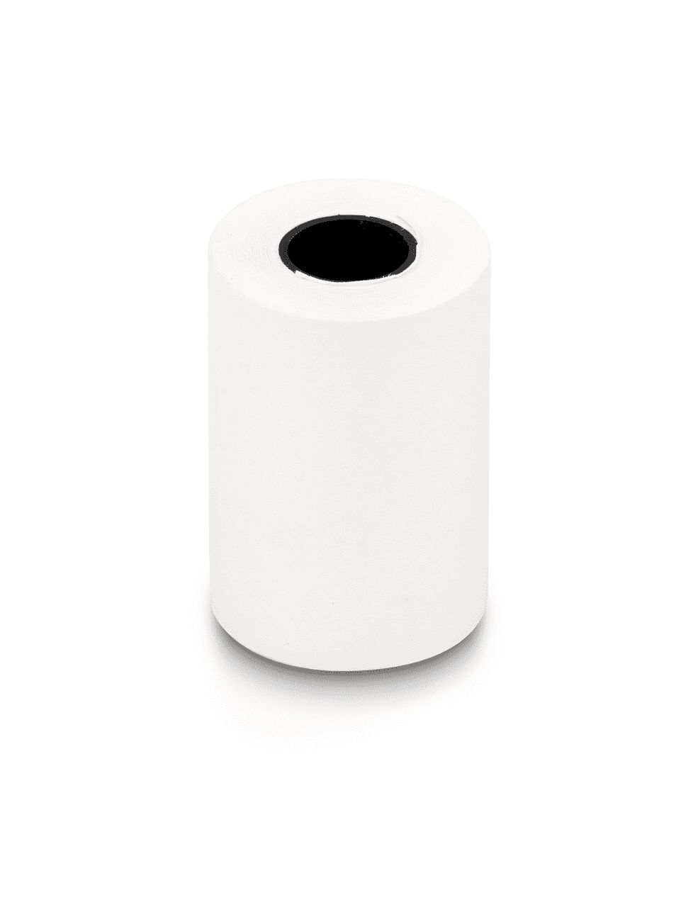 Stehende weiße Papierrolle auf weißem Hintergrund.