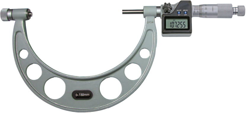 150mm Digitales Mikrometer, 0,001mm Ablesung, 6 wechselbare Ambosse, Ratsche, Kasten, Werkskalibriert nach Werksnorm - Metav IndustryLine