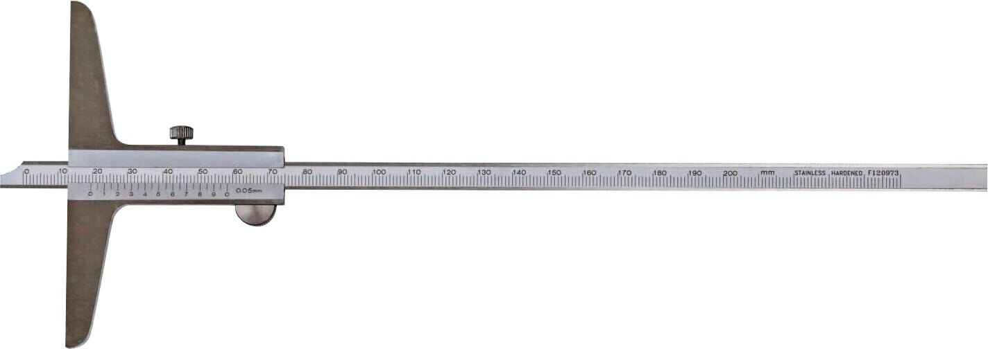 150mm Tiefenmaß, 0,05mm Nonius, rostfreier Stahl, Kasten, Feststellschraube - Metav IndustryLine