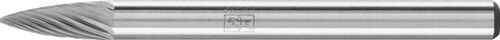 PFERD Kleinfrässtift Form K SPG 3mm Hartmetall, Spitzbogenform, blankmetallisch mit Schaft, Seitenansicht