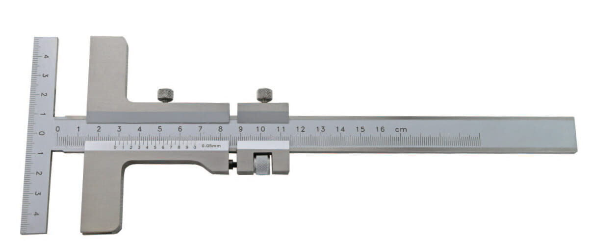 Metav 400mm Anreiß-Messschieber T-Form: Spezialstahl, mattverchromt, 0,05 mm Ablesung, Frontalansicht